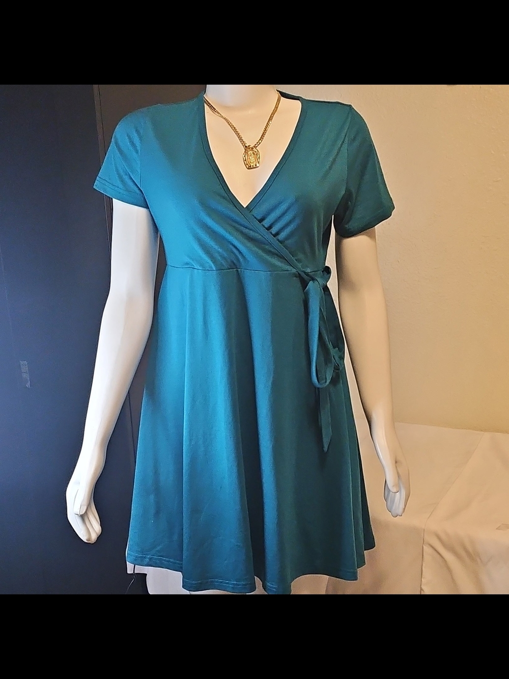 West Loop Teal Tie-Accent Dress